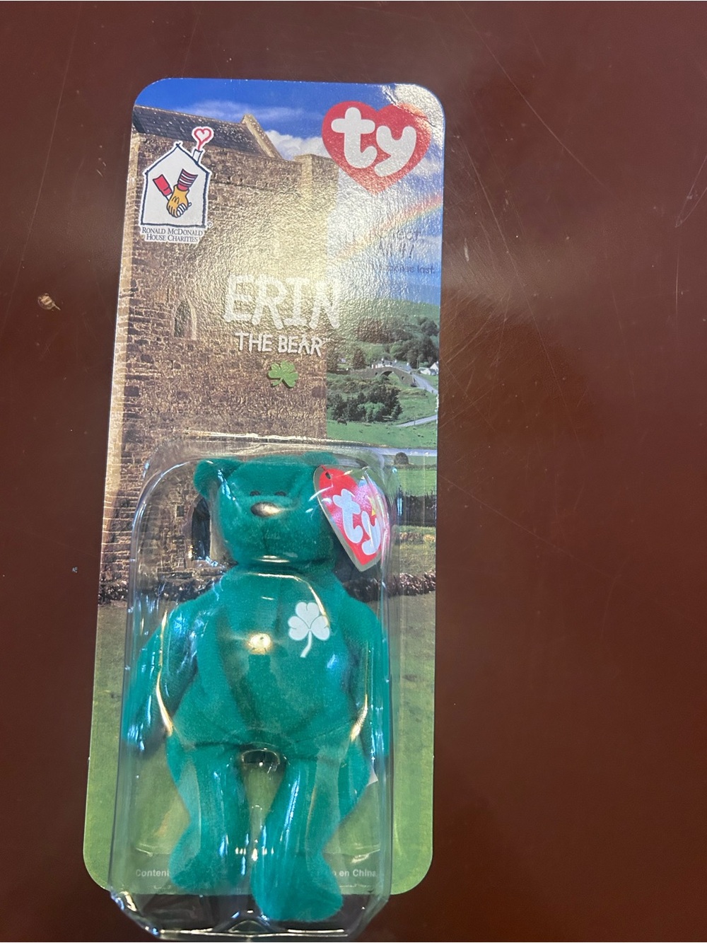 Ty Erin the Bear Plush - Green with Shamrock Chest